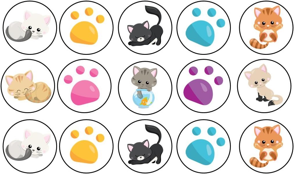 24 x 1.5 inch cats kittens cupcake toppers edible icing sheets