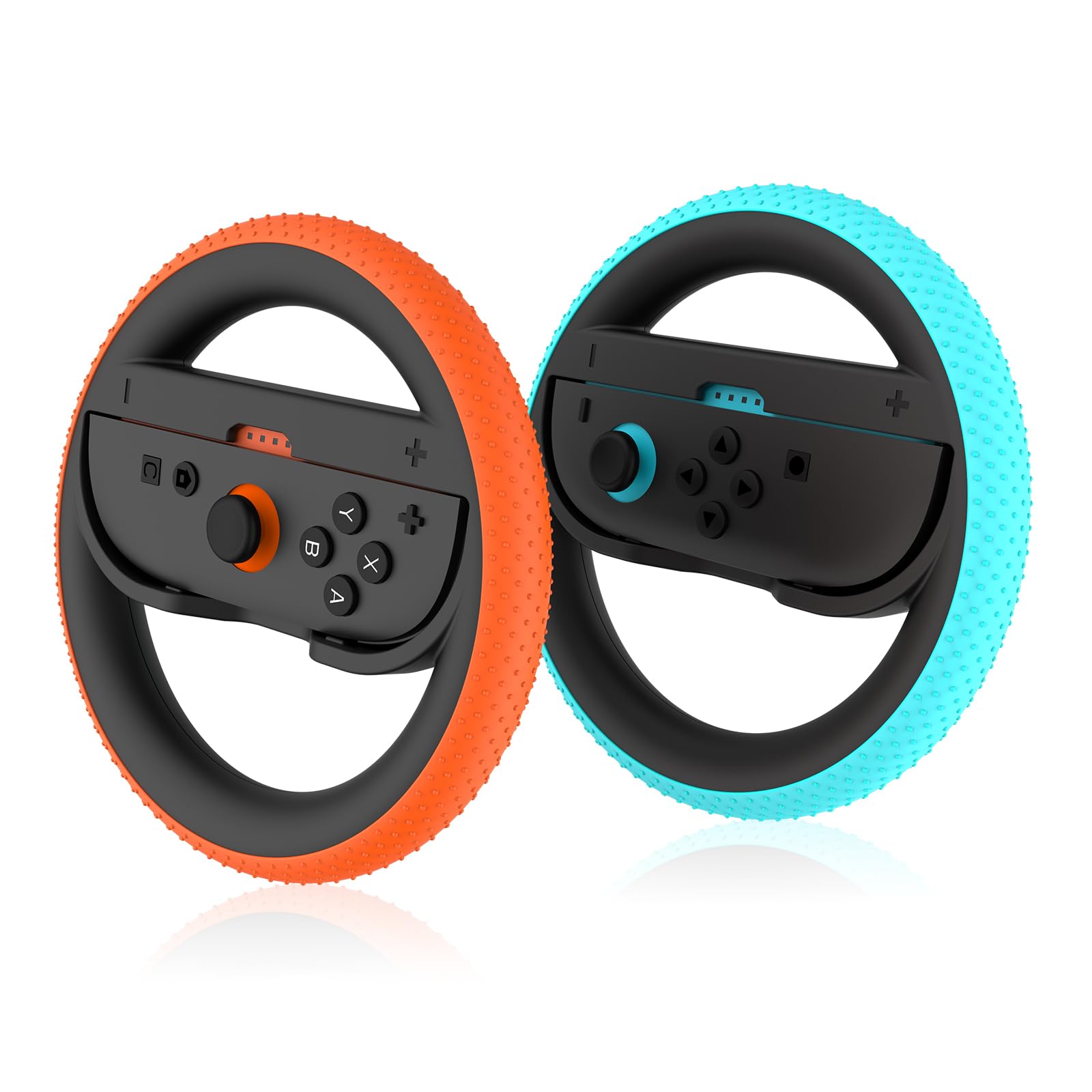 JCMO Switch 2 Joycon Steering Wheel, Racing Wheels for Mario Kart Wolrd & 8 Deluxe, Realistic Racing Experience, Steering Wheel for Nintendo Switch 2 (2025) Accessories (Orange & Blue)