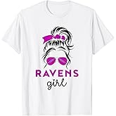 Ravens Messy Bun Girl Men Women Kids Love Ranvens T-Shirt