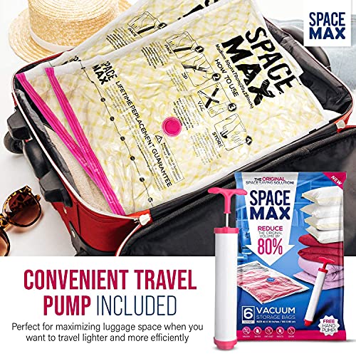 Jumbo 6 Pack SPACE MAX Premium Space Saver Vacuum Storage Bags Save