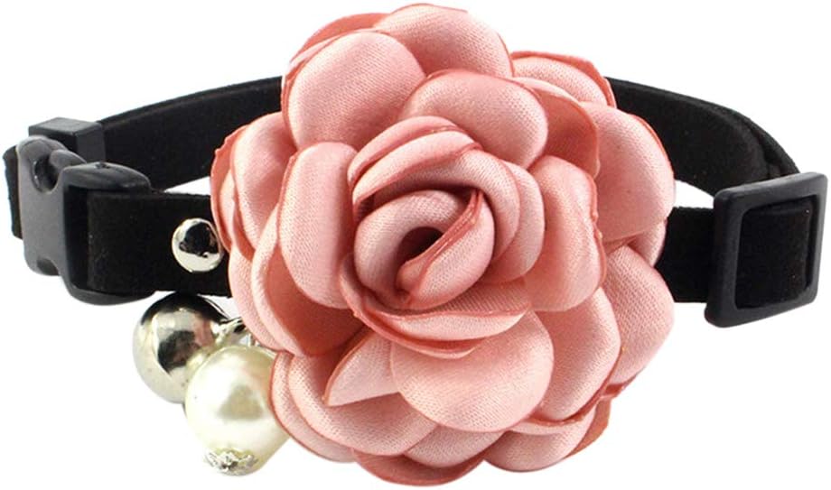 Dyyicun12 Dog Collars,Puppy Dog dog collars black Collar Flower Bell Kitten Neck Strap Band Necklace Pet Supplies Pink M