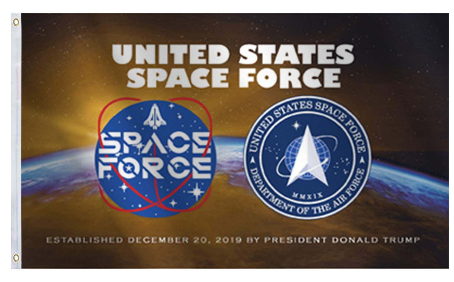 Official U.S. Space Force Flag 3x5 Ft Large,Vivid Color and UV Fade Resistant- Armed Forces USSF United State American Military MMXIXFlags, for Room Decor,Outdoor,Parties,Gift,Tailgates 36x60inch
