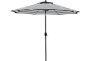 Sunnyglade 9' Patio Umbrella Outdoor Table Umbrella with 8 Sturdy Ribs (Black and White)