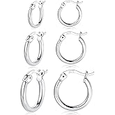 HEEYA 925 Sterling Silver Hoop Earrings Sets for Women Girls - Small Hoop Earrings - Hypoallergenic Cartilage Earrings Hoop- Jewelry Gift Birthday Party-13/15/20/25MM