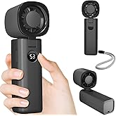 Handheld Portable Turbo Fan, [20000RPM 5 Gear Cooling], 4000mAh USB Rechargeable Battery, Adjustable Digital Display Mini Small Pocket Fan, Gifts for Women Men Outdoor Activities, Travel, Working