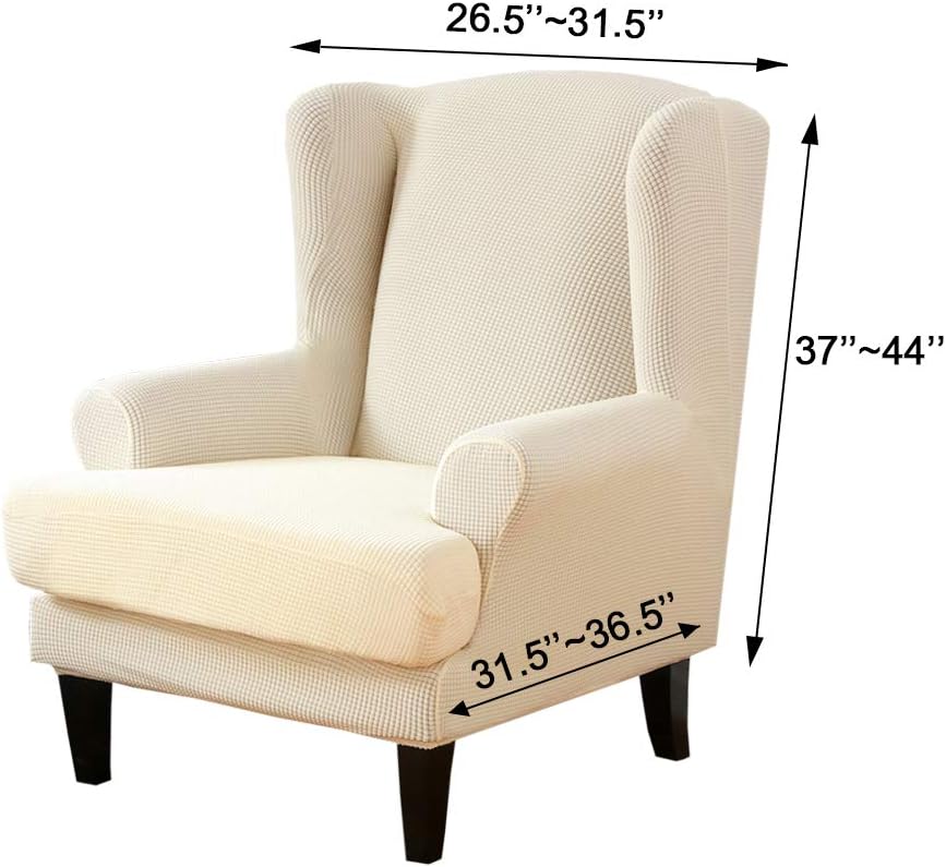 Youjoy Stretch Wingback Chair Slipcover 2-Piece Sofa Cover Furniture Protector Couch with Elastic Spandex Fabric Armchair Chair Slipcover,Navy: Kitchen & Dining