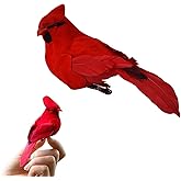 Ciarain Red Cardinals Birds Ornament, 3D Artificial Vibrant Red Birds with Clip Decor for Wreath, Branches, Christmas Tree,Halloween, Floral Arrangements,Realistic Cardinal for Women Gifts