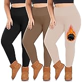 we fleece 3 Pack Plus Size Fleece Lined Leggings Women -Stretchy X-Large-4X Warm Winter Yoga Pants Thermal Leggings