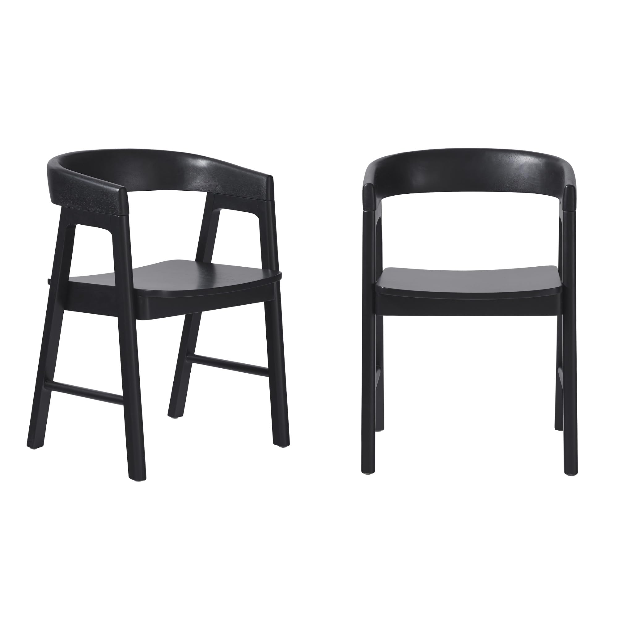 Photo 1 of Walker Edison Ezra Modern Solid Wood Rounded Back Dining Chair - Black (Set of 2)