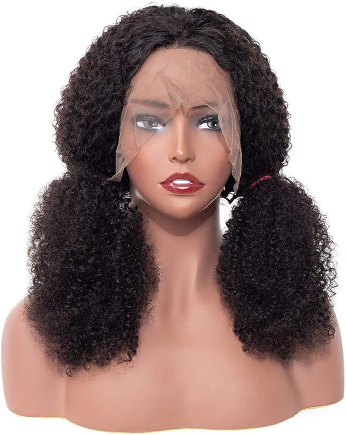 LEOMI Full Kinky Curly Human Hair Full Lace Wigs Brazilian Virgin Human Hair Lace Front Wigs For Black Women Natural Hairline Baby Hair Unprocessed Color 150% Density (18 inches, Lace Front Wig)