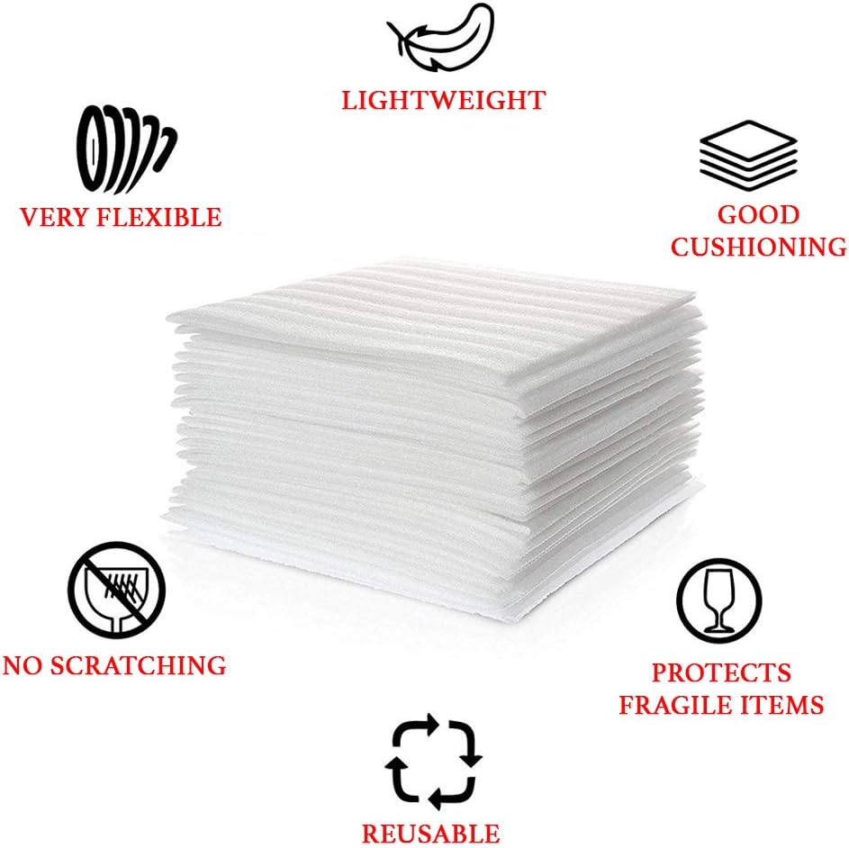50 Pack Mighty Gadget (R) 12" X 12" X 1/8" Moving Supplies Packing Foam Sheets (White): Office Products