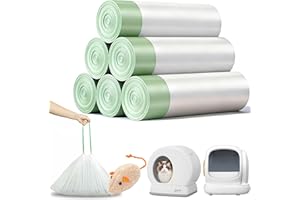 KROPBOM 120 Count Self-Cleaning Cat Litter Box Liners Bag Fit For MW-SC01/MW-SC02/MW-LR01, Drawstring Heavy Duty Cat Litter Receptacles Bags-18" * 12"