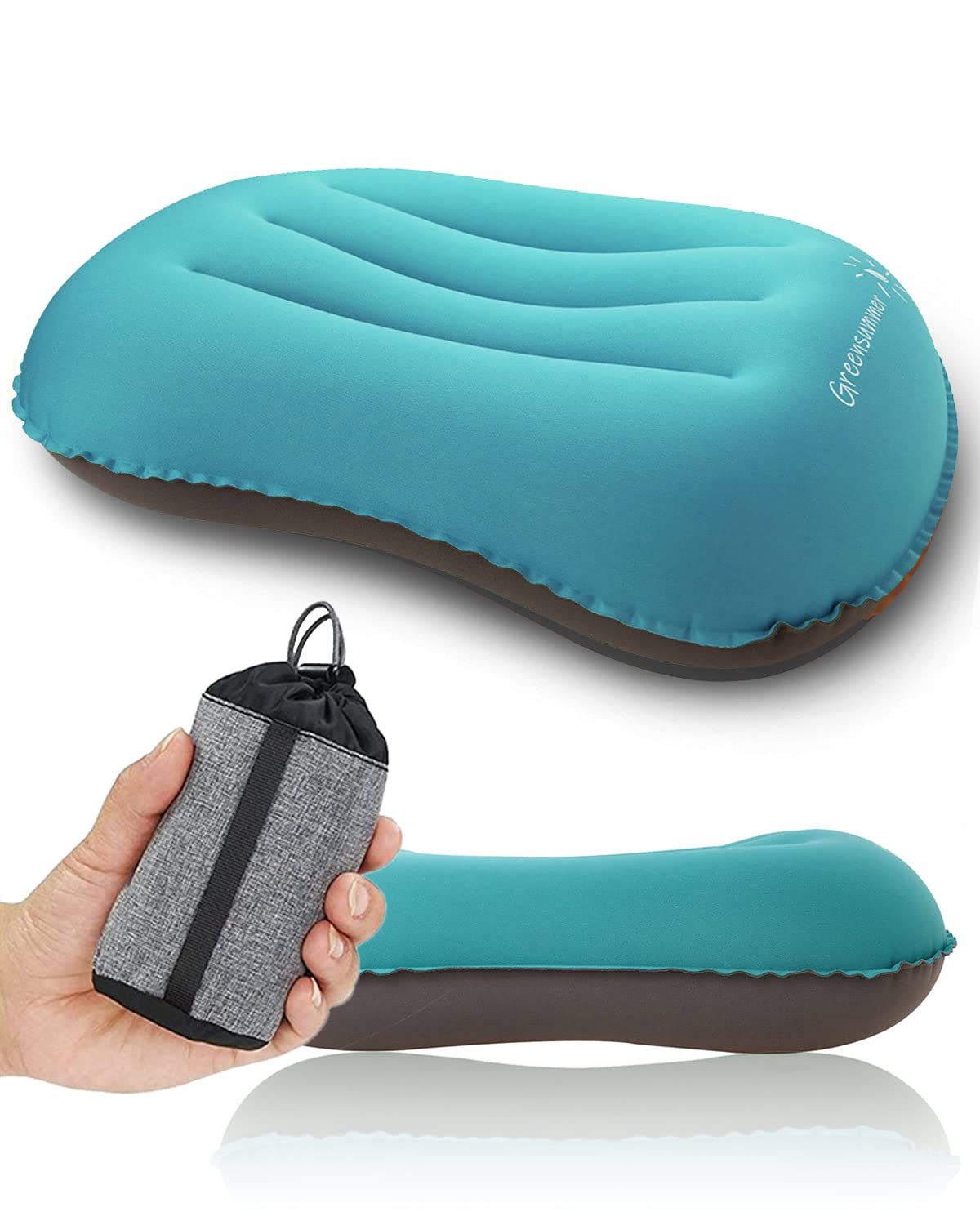 YUANYU Ultralight Camping Pillow, Compressible, Compact,Comfortable, Ergonomic Inflatable Travel Pillow with Storage Bag, for Neck & Lumbar Support for Hiking, Camping, Traveling,3.5 oz,Blue Small