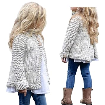 Amazon 人気 子供服 女の子 ガール 無地 コート ニットセーター