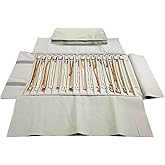 SCIKHEFT Portable Jewelry Roll Untangled Secure Necklace Travel Storage Bag Displays Holder 16 Chain (Beige)
