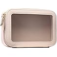 LOFOWN Clear Makeup Bag Small Cosmetic Bag Clear Travel Case Transparent Travel Toiletry Case Makeup Bag for Car with Zipper for Women (Beige, Small)