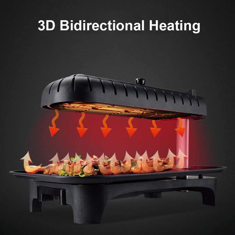 review YIIYU Non-Stick Electric Grill, Home Infrared Barbecue Machine, Smoke-Free Indoor Electric Grill, Teppanyaki Grill,46X28x24cm