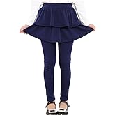 Face Dream Little Girls Footless Leggings with Mini Ruffle Skirt Stretchy Cotton Pantskirt for Toddler Kids 1-10Years