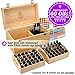 Essential Oil Box - Wooden Storage Chest With Handle & 2 Removable Trays. Holds 60 Bottles. Extra Space For Larger Items. Large Case Best For Keeping Your Oils Safe. Free EO Labels