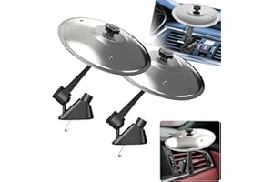 Uceento 2Pcs Car Cymbal Air Vent - Easy Clip-On Mini Cymbal for Car Dashboard, Compact & Durable Musical Car Accessory for Drivers, Fits All Vehicles (Silver)