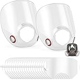 Tellegloww 2 Pcs Replacement Parts Lens Compatible with 6000 Series Full Face Respirator and 20 Pcs Peel off Lens Cover Compatible with 6000, 6700, 6800, 6900 Series Full Face Cover, Tool Parts