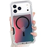 Bonoma for iPhone 17 Pro Max Case 2025, Iridescent Back, Magnetic Support for MagSafe Shockproof Cover, Crystal and Corner High-Duty Protection for Girls Women -Black
