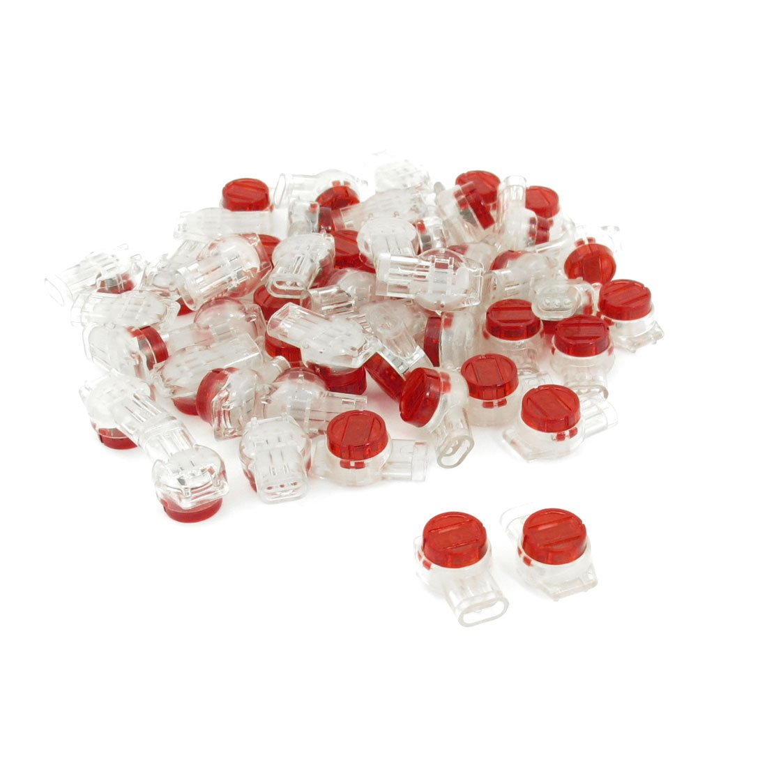 sourcing map 50 Pcs Red Clear 3 Ports UY Connector for 0.4mm-0.9mm Wire Conductors