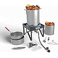 GasOne Seafood Boil Kit, 30QT & 10QT Propane Burner Set for Crawfish, Crab, Shrimp, Lobster, Turkey Frying, with High-Pressure Regulator & Hose – Complete Outdoor Cooker for Boiling & Frying