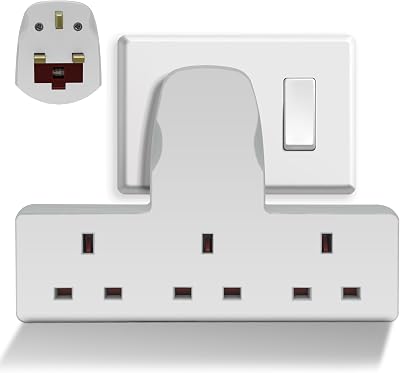 LOYRAD 3 Way Plug Extension Socket UKCA Certified 13 A Fuse White