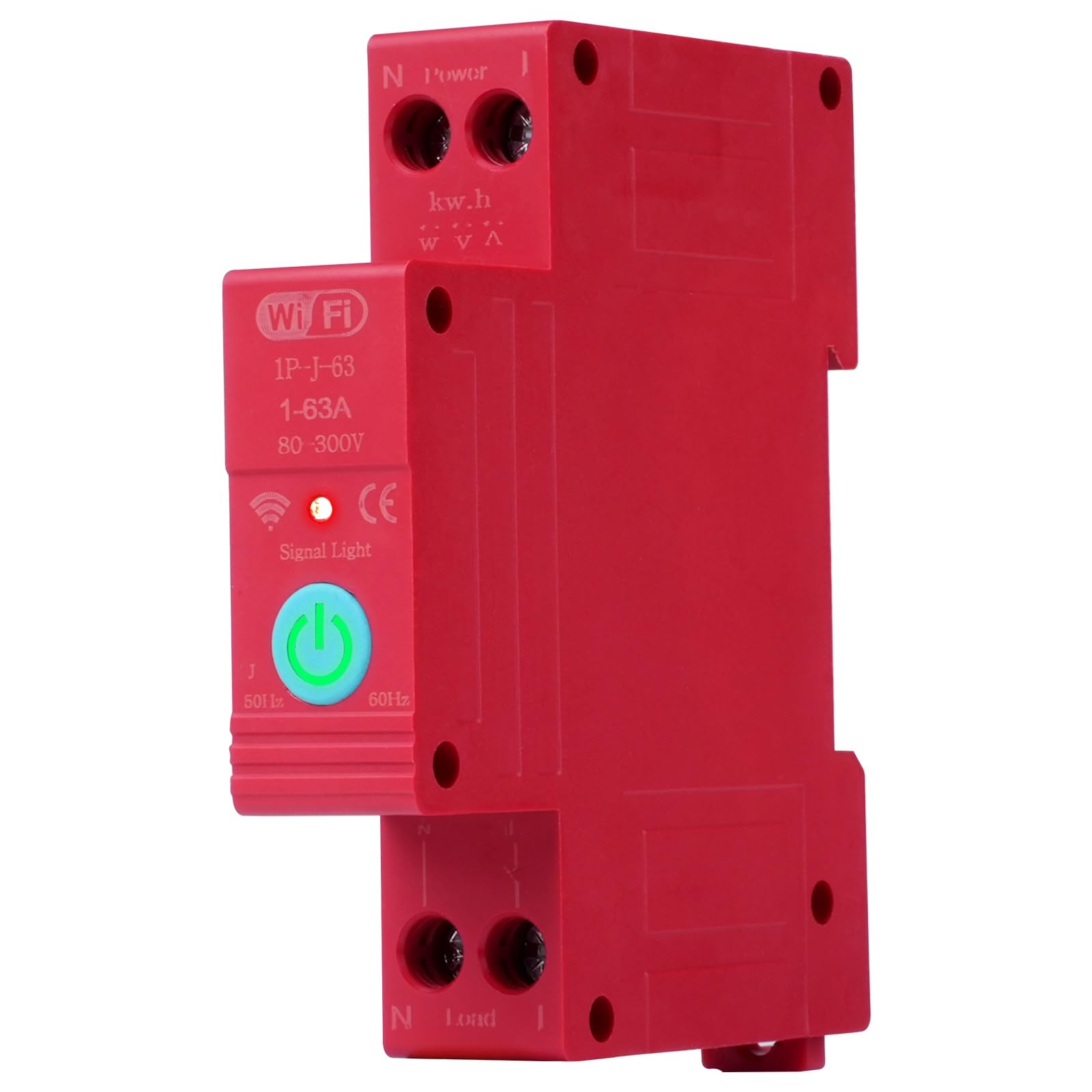 BuyWeek WiFi Circuit Breaker 63A Din Rail Home Circuit Breaker Smart Switch with 3 Timing Modes, Tuya APP Remote Control and Monitoring, Overcurrent Protection(Red)