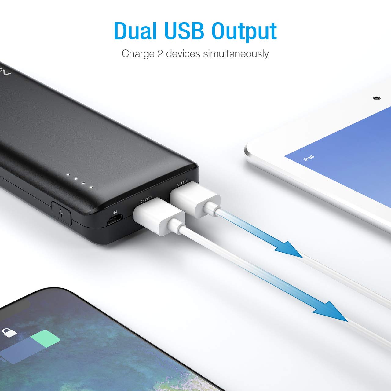 Aibocn Uranus 20000mAh Power Bank, Perfect Hand Feeling Portable Charger, High Capacity Compact External Battery Pack Fast Charging for iPhone, iPad, Samsung Galaxy, Android Phone, Tablet and More