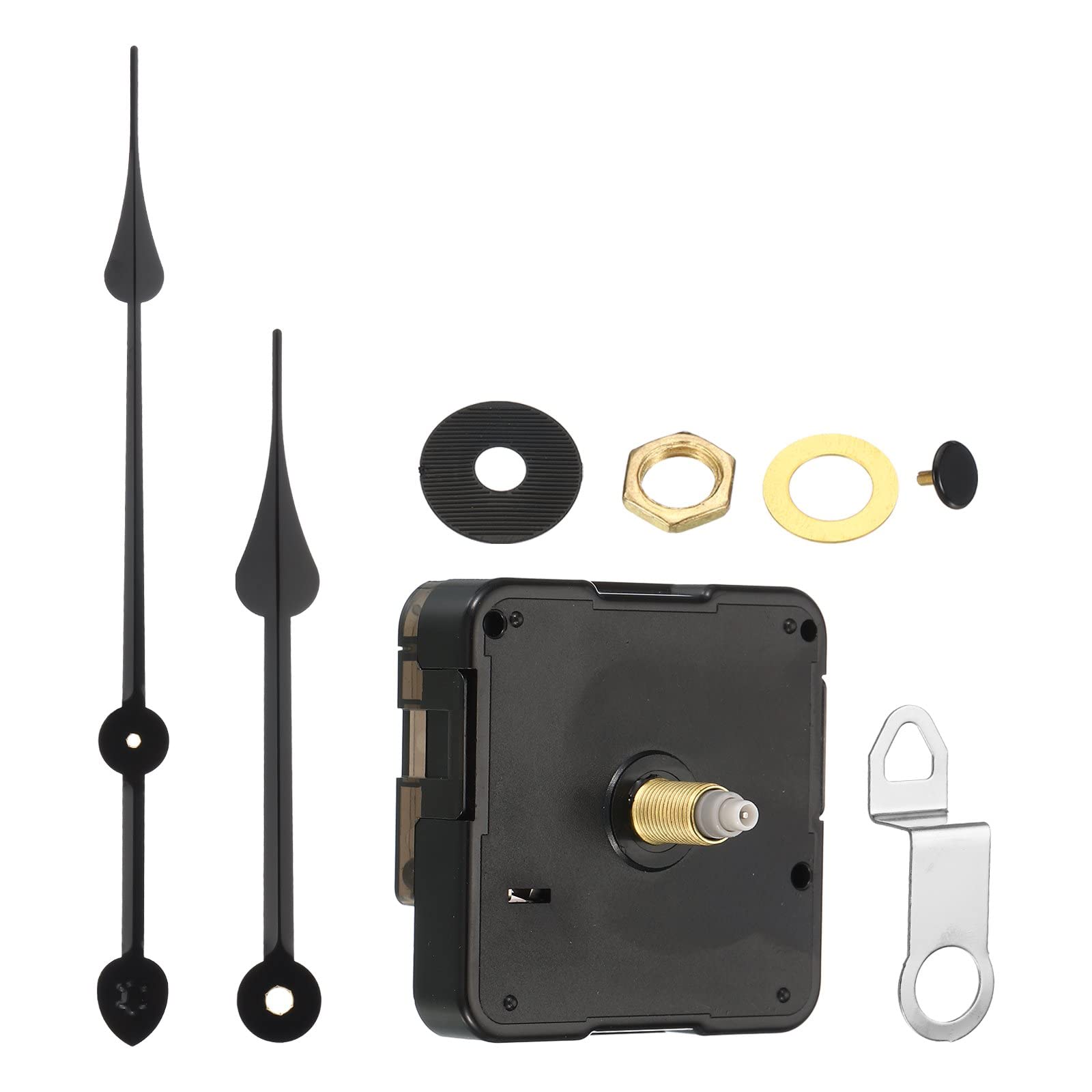 PATIKIL Clock Mechanism Replacement Kits, 1 Set DIY Aluminum Clock Replacement Mechanism 18mm/0.7" Shaft Length with 6" Long Spade Hand for Wall Clock Black