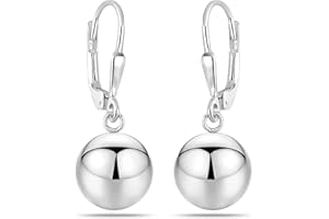 LeCalla Sterling Silver Drop Ball Earrings for Women's Lightweight Classic Leverback Round Bead Ball Drop Dangle Earrings