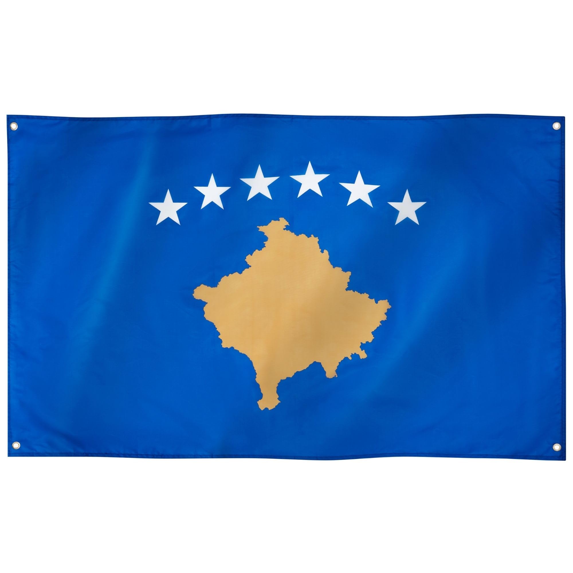 Runesol Kosovo Flag, 91x152cm, 3ft x 5ft, 4 Grommets, Eyelet In Every corner, Republic of Kosovo, Flamuri i Kosovës, Косовска застава, Premium Flags, Inside, Outside, Vivid Colours, Europe Day — image 1