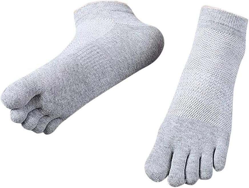 MANDDI 3 Pairs Casual Solid Color Anti-Odor Bamboo Fiber Socks Breathable Five-toe Sock