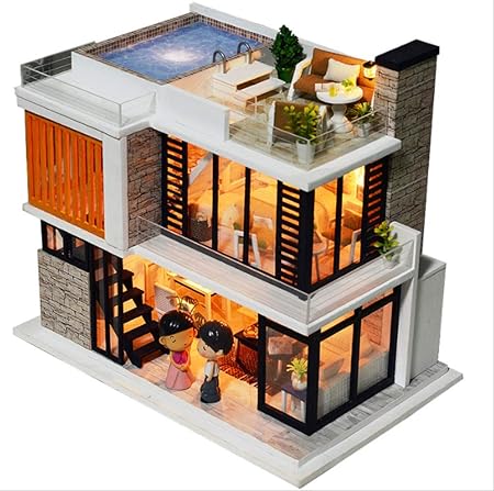 Muebles De Madera De La Casa De Muñecas, Ensamblaje De Rompecabezas De Caja En Miniatura De