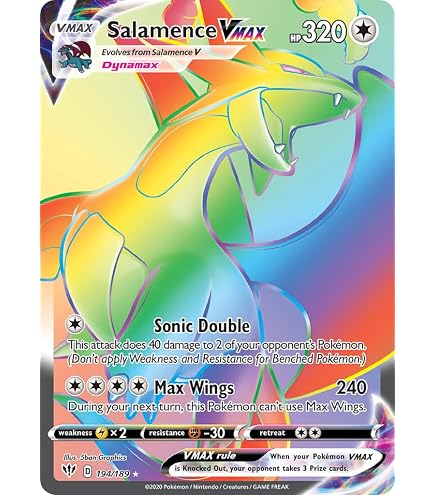 Amazon.com: Pokemon – Aegislash Vmax 190/185 – Vivid Voltage – Secret Rare  – Rainbow Holo