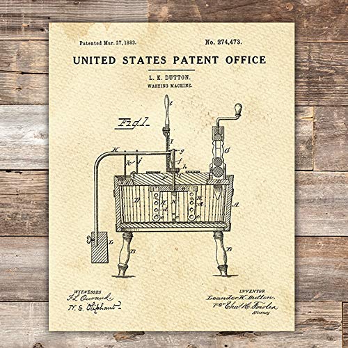 Washing Machine Patent Print Wall Art - Unframed - 8x10 | Laundry Room Decor - Thumbnail 3