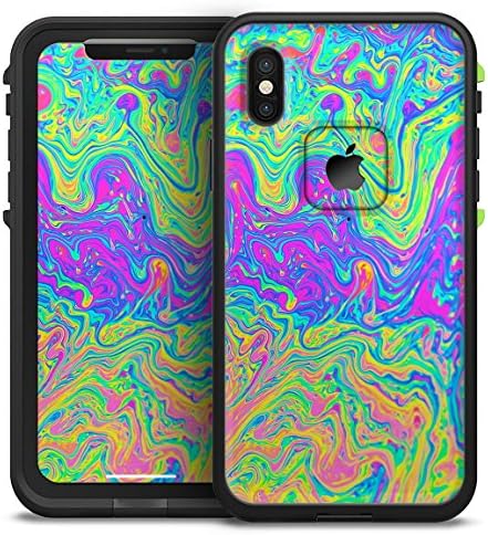 Neon Color Swirls V2 Design Skinz iPhone LifeProof Fre Case Waterproof Design Skin Decal Kit - iPhone X (Ten)