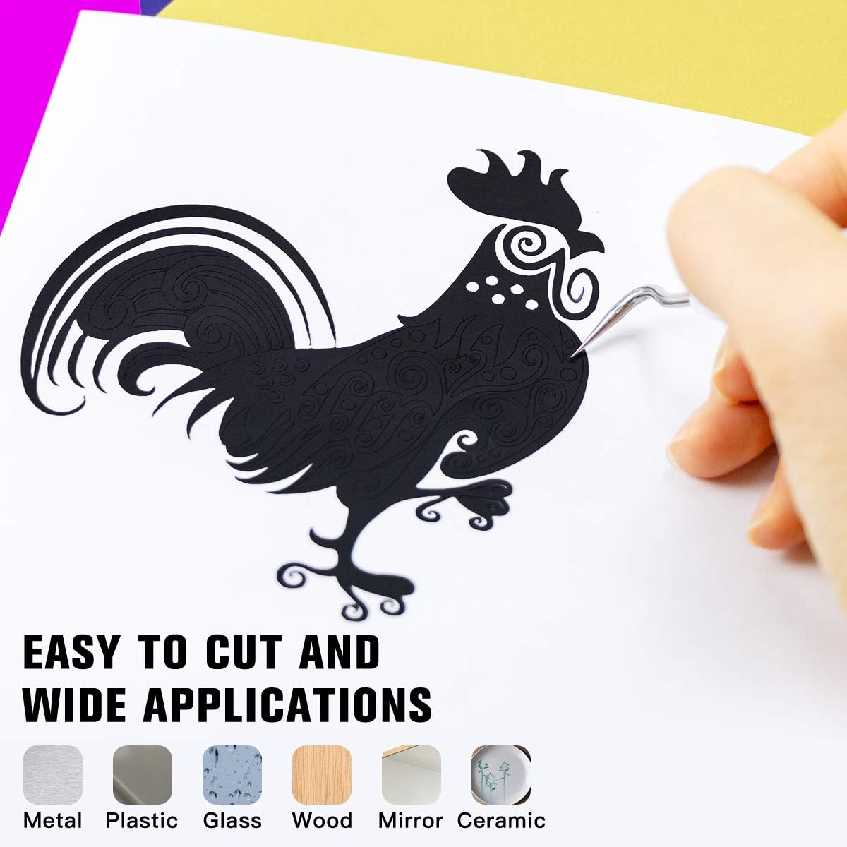 YRYM HT Black Permanent Adhesive Vinyl Roll - 12" x 50 FT for Signs, Scrapbooking, Adhesive Vinyl Sheets for Cricut, Silhouette and Cameo Cutters: Home & Kitchen
