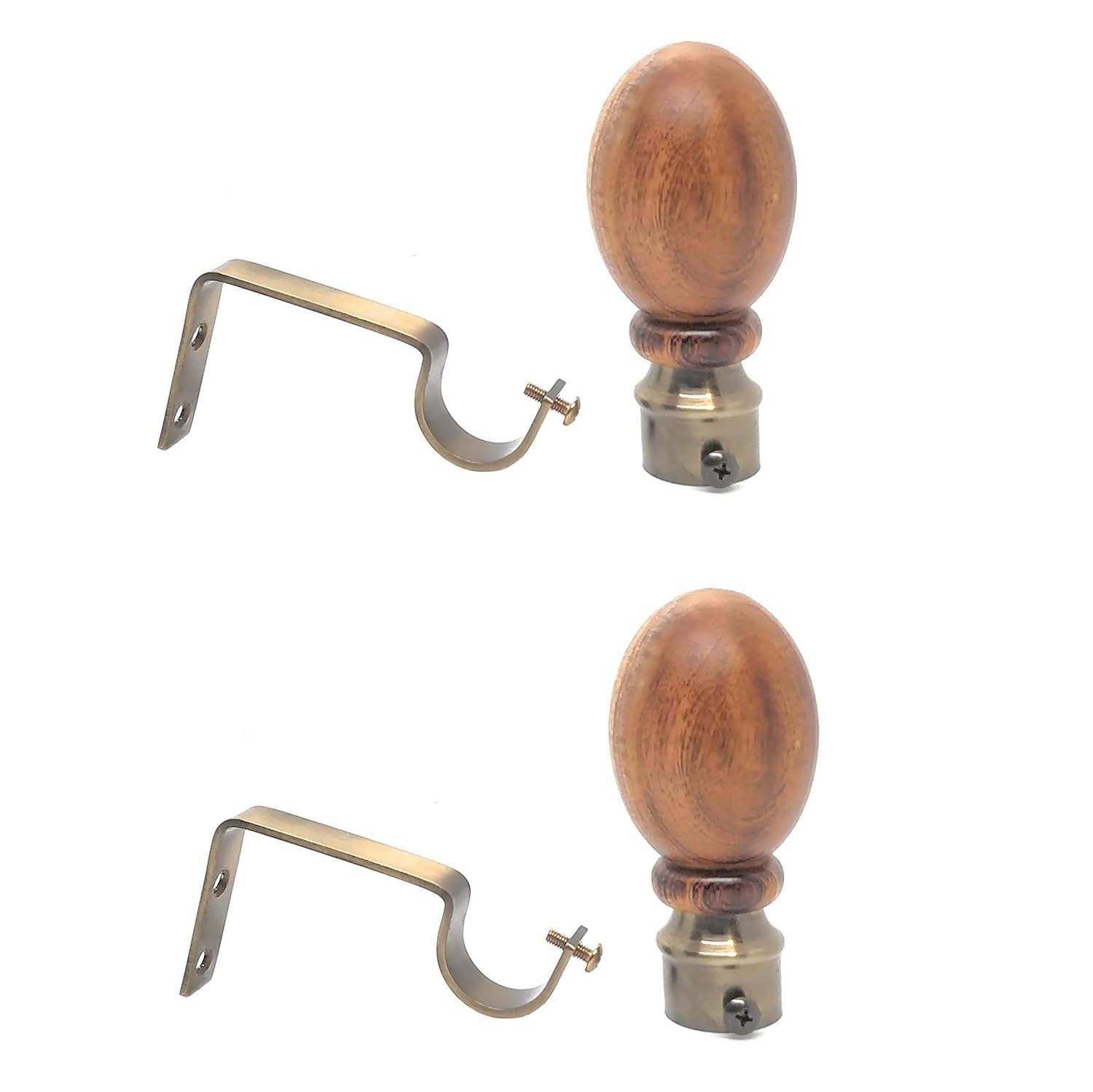 Buy FAPBADRI Wooden Curtain Finials with Antique Gold Base for any 1