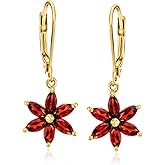 Ross-Simons 2.10 ct. t.w. Garnet Flower Drop Earrings in 18kt Gold Over Sterling