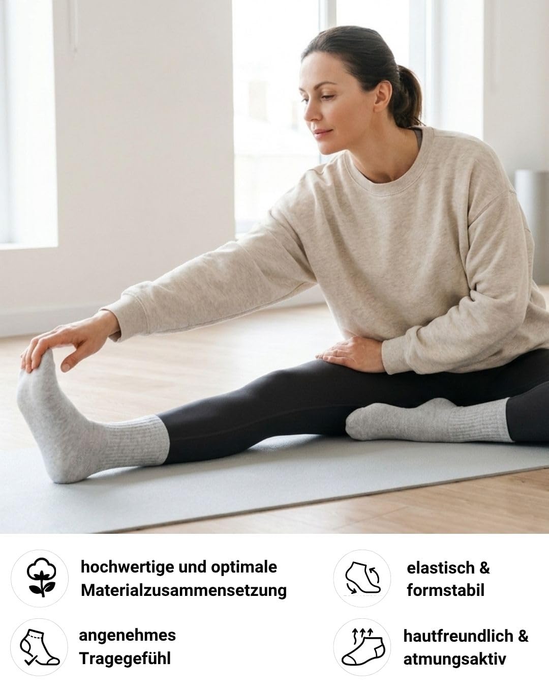 sockenkauf24 10 Paar Sportsocken Herren Grau 43-46 Tennissocken Atmungsaktive Baumwolle Crew Socken 4