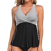 Tempt Me Women Tankini Top Only Flowy Swim Tops V Neck Bathing Suit Top