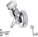 XPOOP Shower Holder Adjustable Suction Cup No Drilling ABS Silver Bathroom view 1