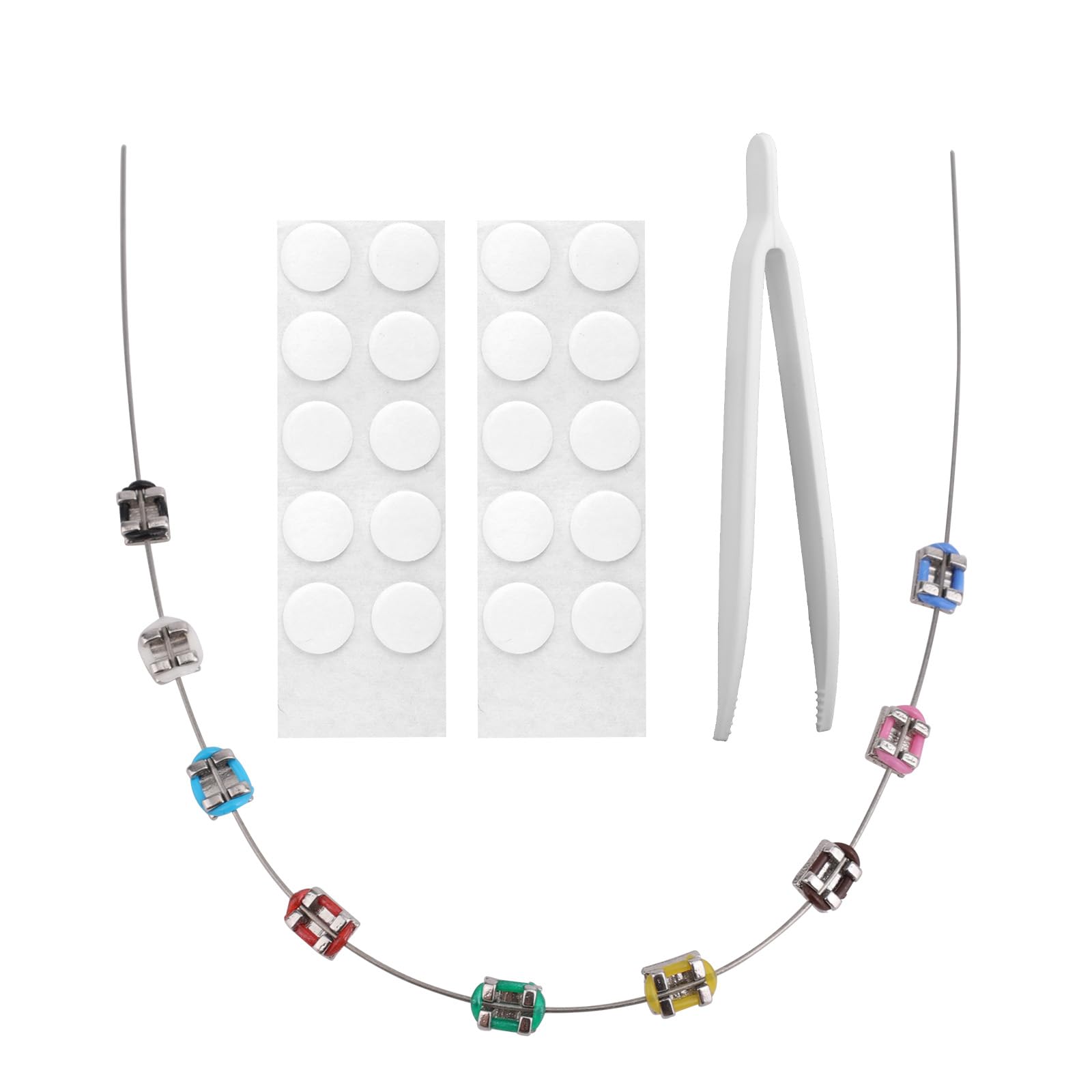 Doll Braces Decoration Set, Colorful Teeth Braces for 17cm Doll with Glue Points & Tweezers Mini Teeth Dressing Accessories for Plush Toy DIY Decor and Fun Display