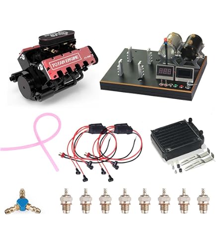 ST-NF2 Mini Double-Cylinder Four-Stroke Nitro Engine Model Kit - 7.0cc Metal Working Engine For Adults