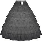 Mojonnie Petticoats for Women 4 Hoop Crinoline Petticoat for Wedding Dress, 5 Ruffles Layers Ball Gown Half Slips Underskirt