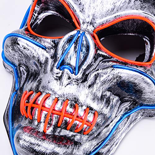 LED Halloween Mask,Scary mask with LED Light,Cosplay Glowing mask for Halloween Festival Party