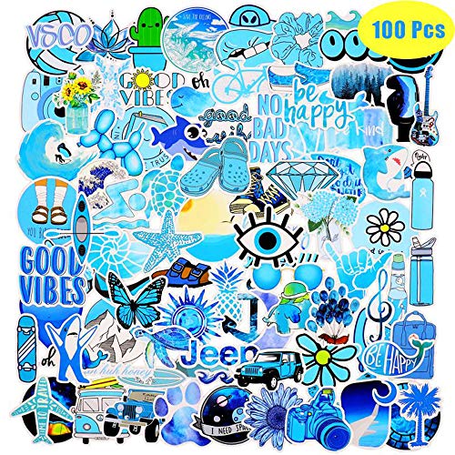 JOINBO 100 Not Repeating Blue Stylish Cute Waterproof Vsco Stickers are Essential Materials for Becoming a Vsco Girl, Suitable for Tablets, Skateboards, Mobile Phones, Kettles, suitcases, Outdoor - Thumbnail 6
